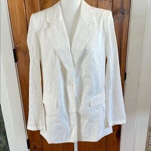 We Wore What White Eyelet Cotton Jacket Blazer Medium
